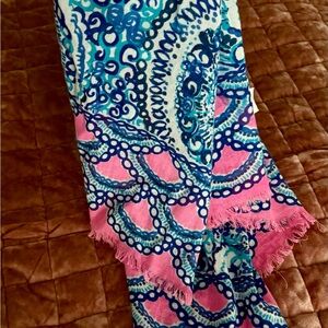 Lilly Pulitzer Blue and Pink Scarf